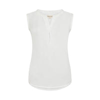 Mudd and Water sleeveless blouse in white. Front flat view.