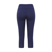 Mudd and Water Island leggings in blue. Three buttons detail at the bottom of the legs. Back view.