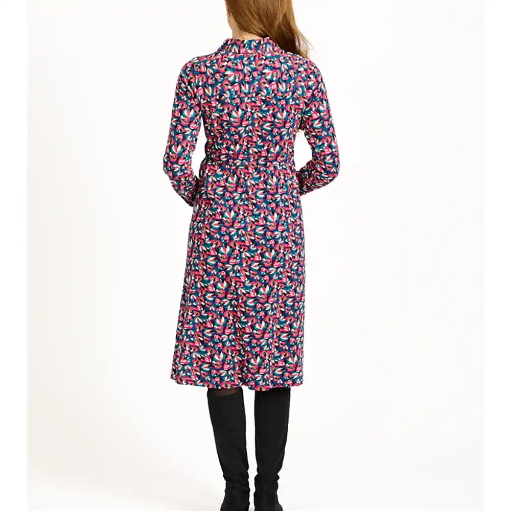 Floral Print Button Dress - Coral