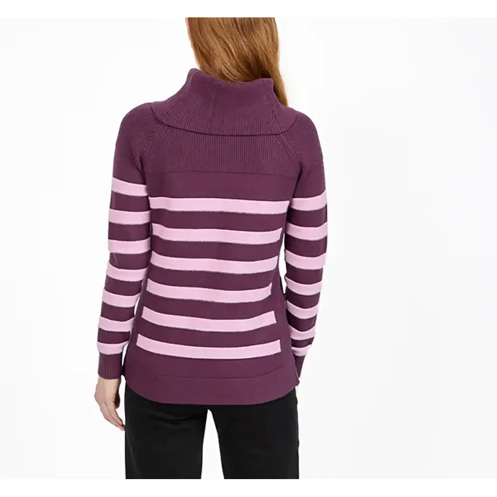 Stripe Knit Cowl Jumper - Purple & Lilac