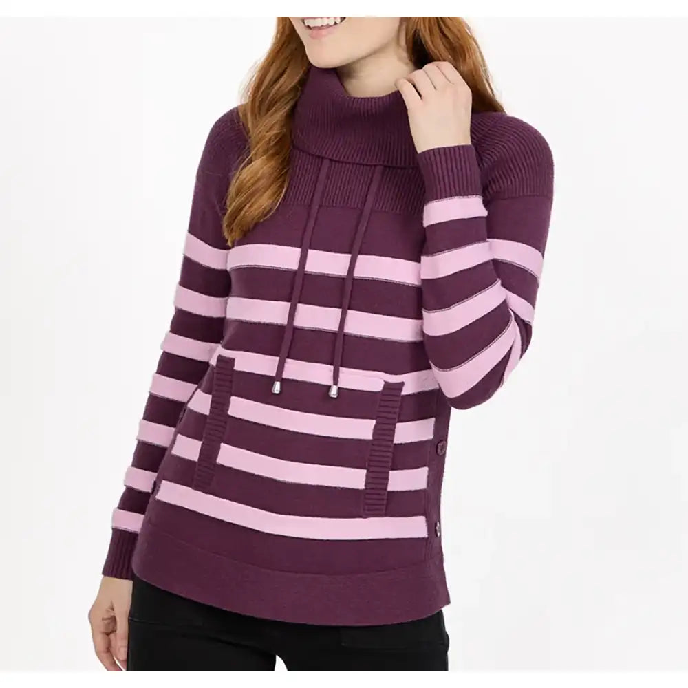 Stripe Knit Cowl Jumper - Purple & Lilac
