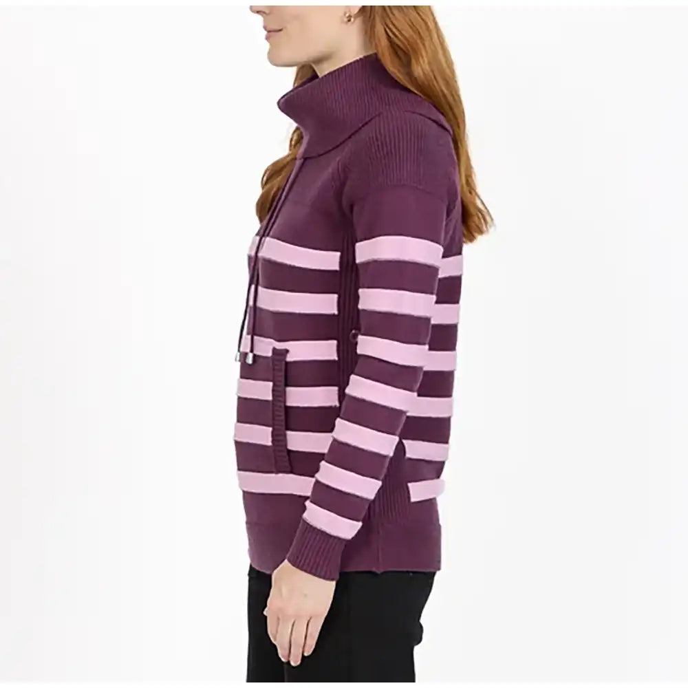 Stripe Knit Cowl Jumper - Purple & Lilac