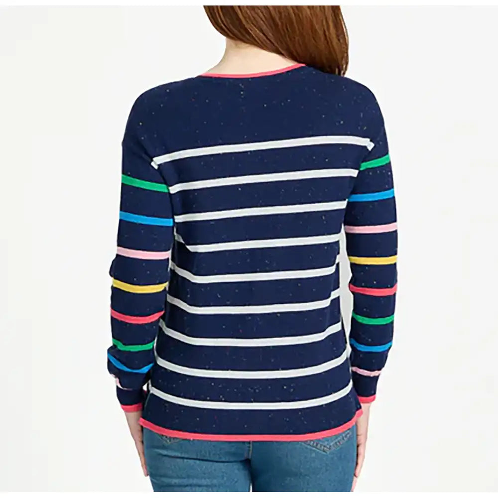 Striped Speckle Knit Top - Navy