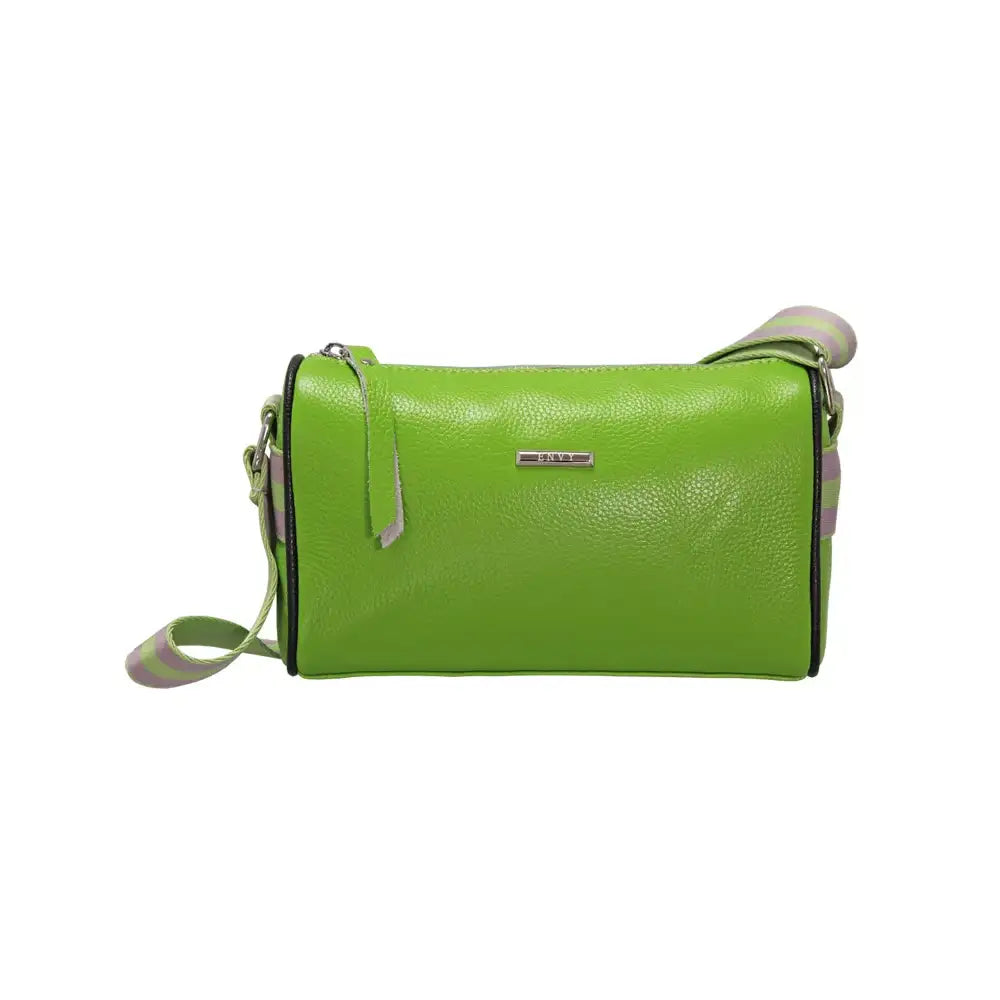 Leather Barrel Shoulder Bag - Lime