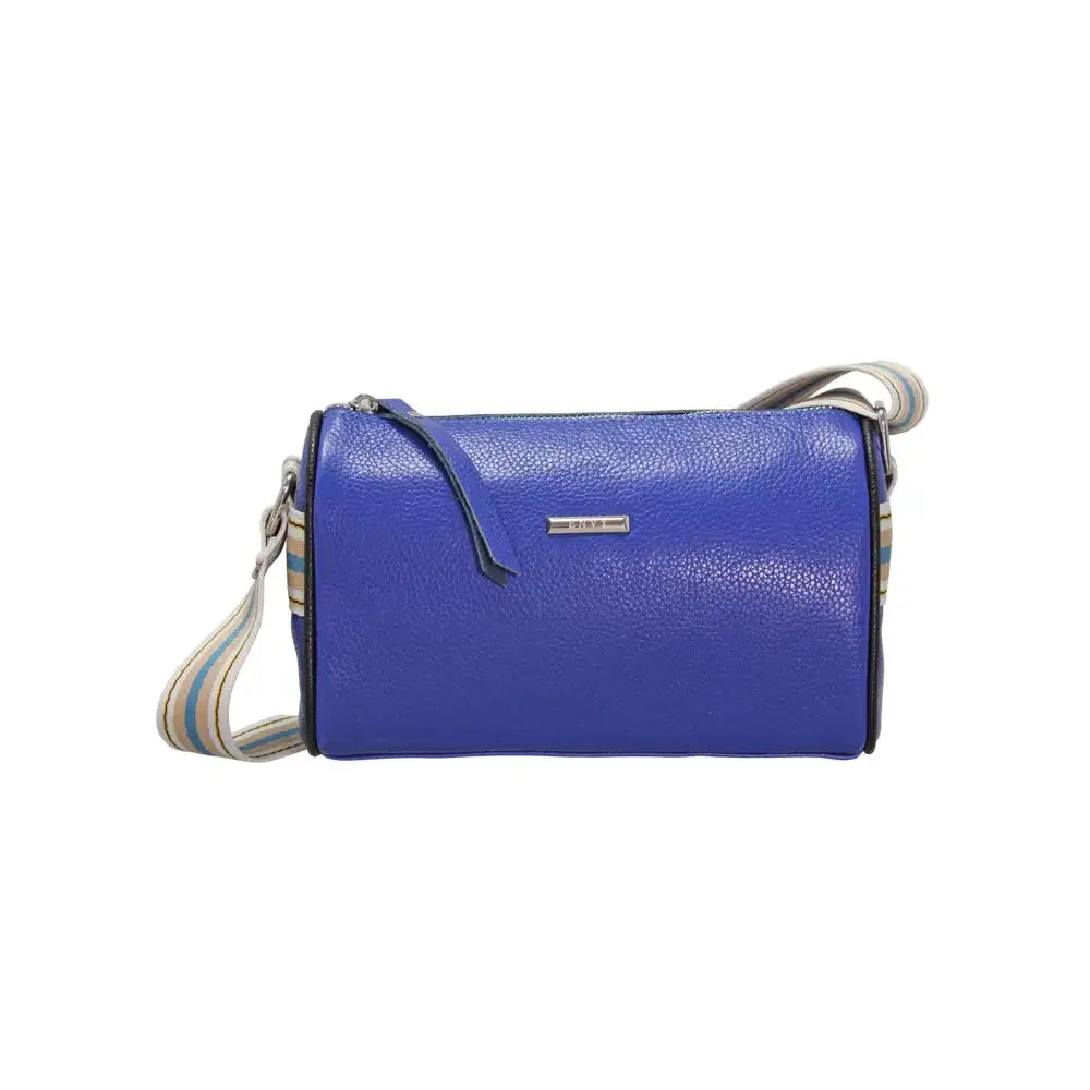 Leather Barrel Shoulder Bag - Royal Blue