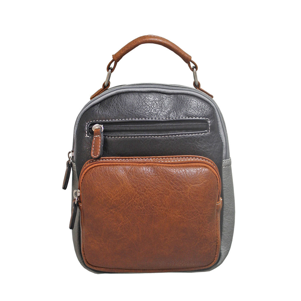 Becky Tan Grey Mini Backpack