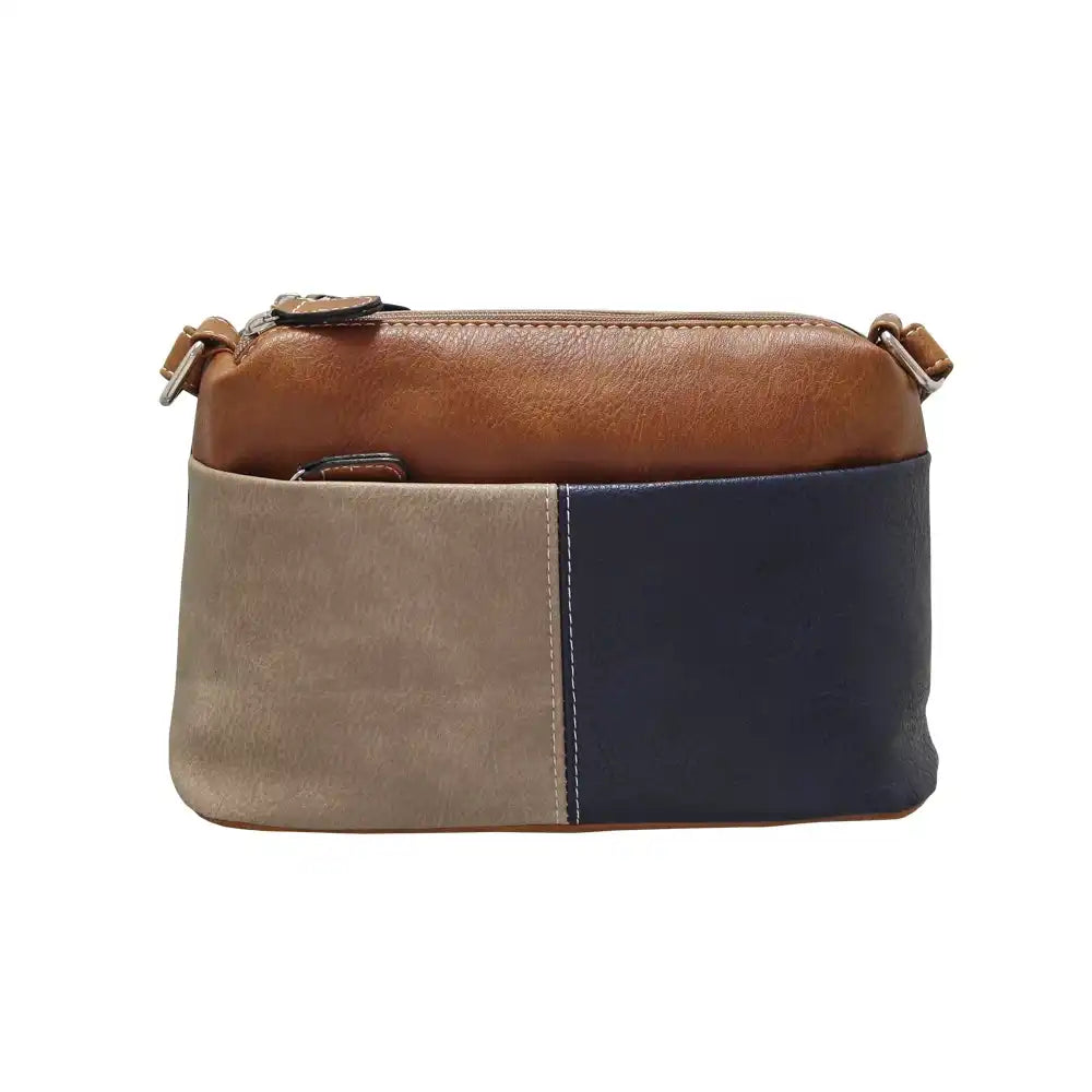 Isla Classic Patchwork Cross Body Bag - Navy & Tan