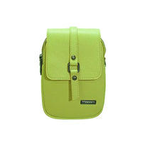 Green crossbody bag on a white background