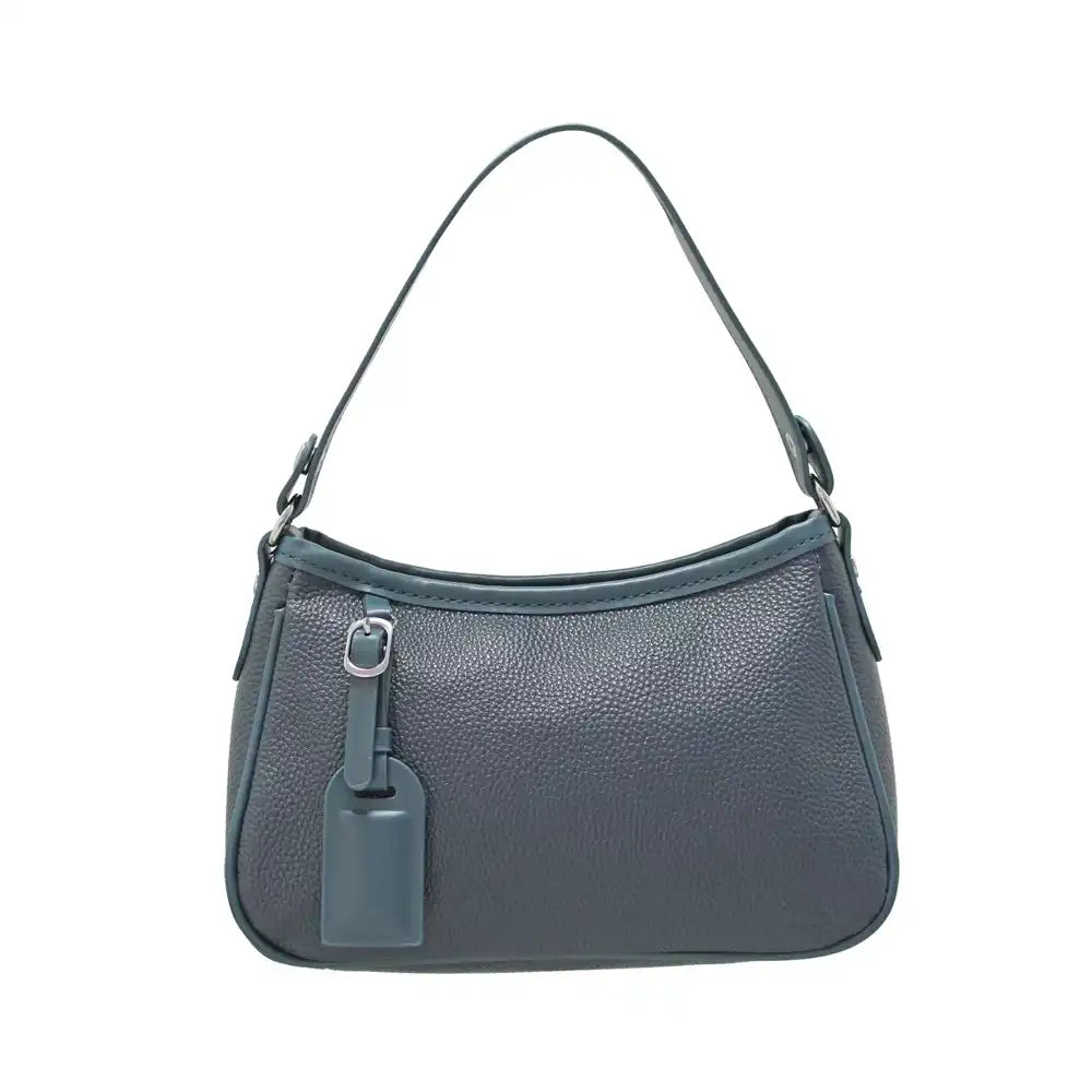 Leather Scoop Shoulder Bag - Blue