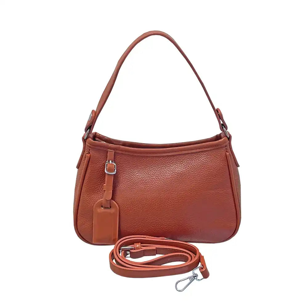Leather Scoop Shoulder Bag - Tan