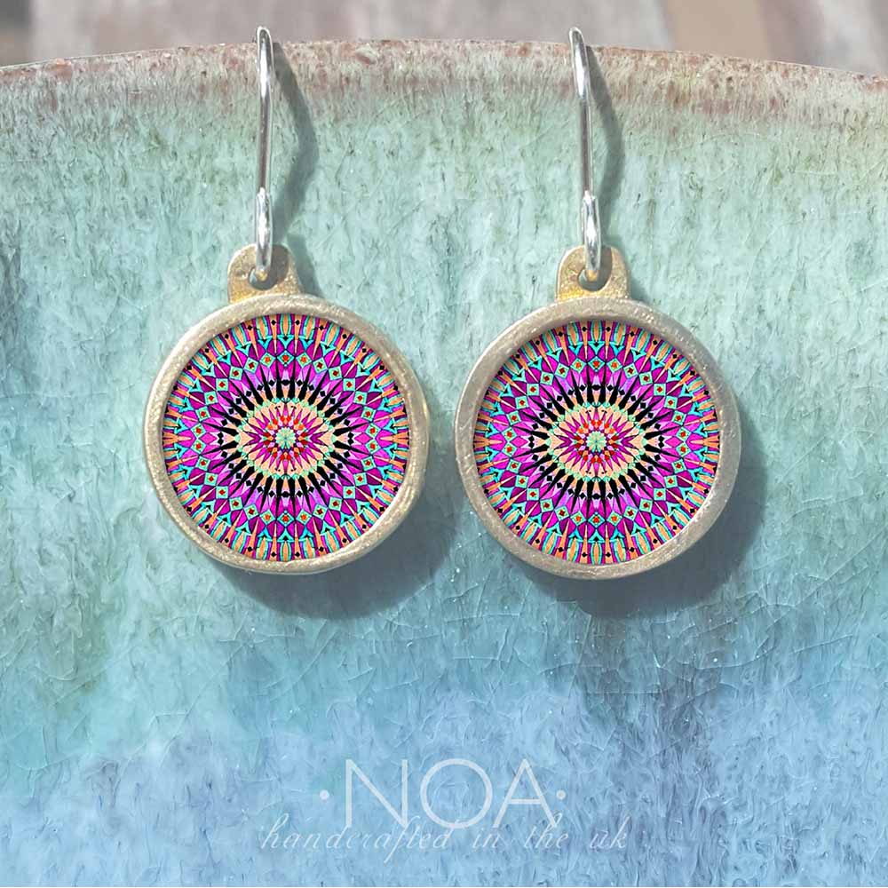 Noa Horseshoe Tile Brass Earrings