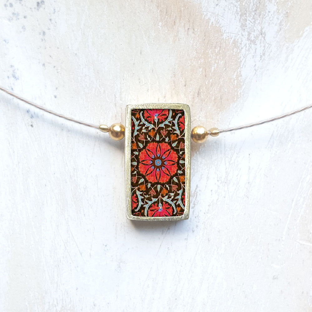 Noa Rectangular Tile Brass Necklace