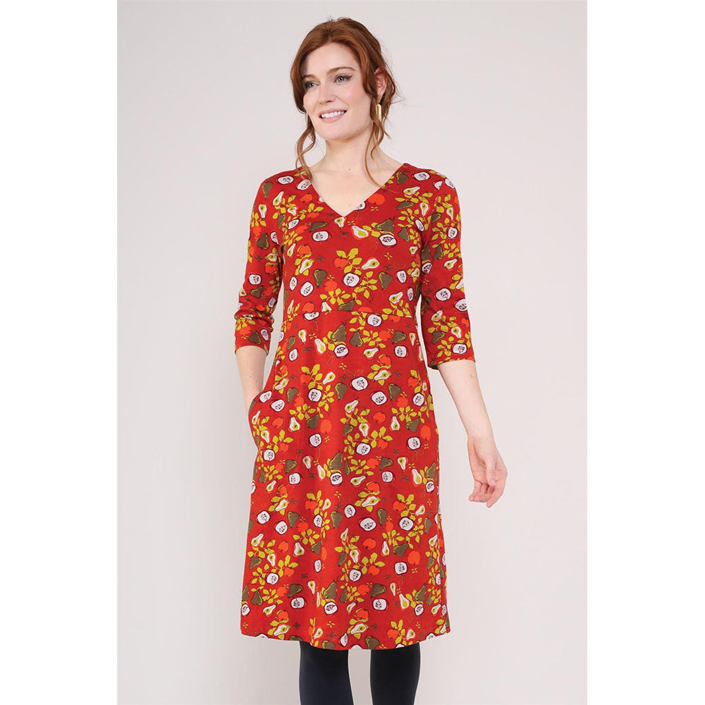 Autumnal Apple Fayre Dress - Red