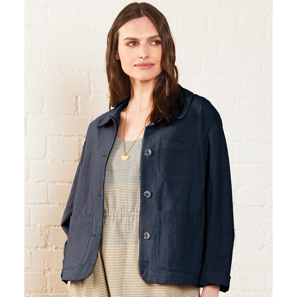 Nomads Twisted Cotton Jacket in Navy