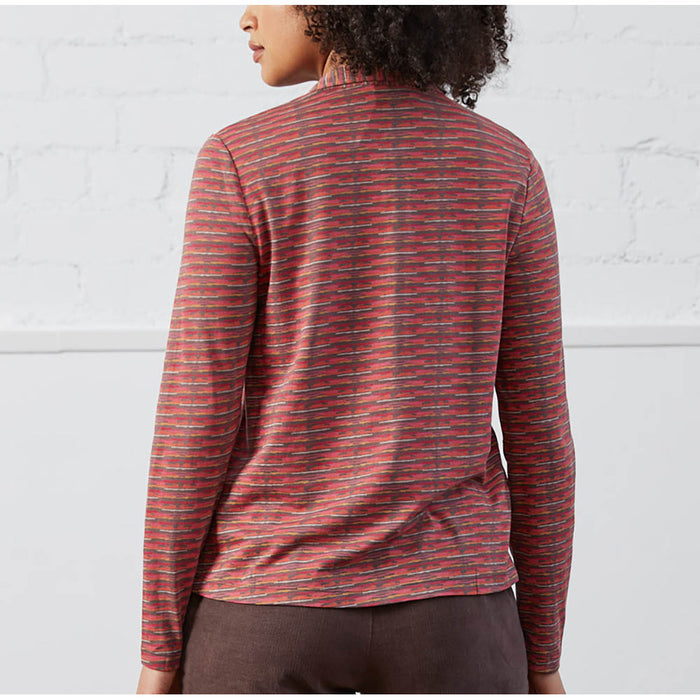 Nomads collared shirt with two button pullover fitting. Siltstone pattern. Back view.