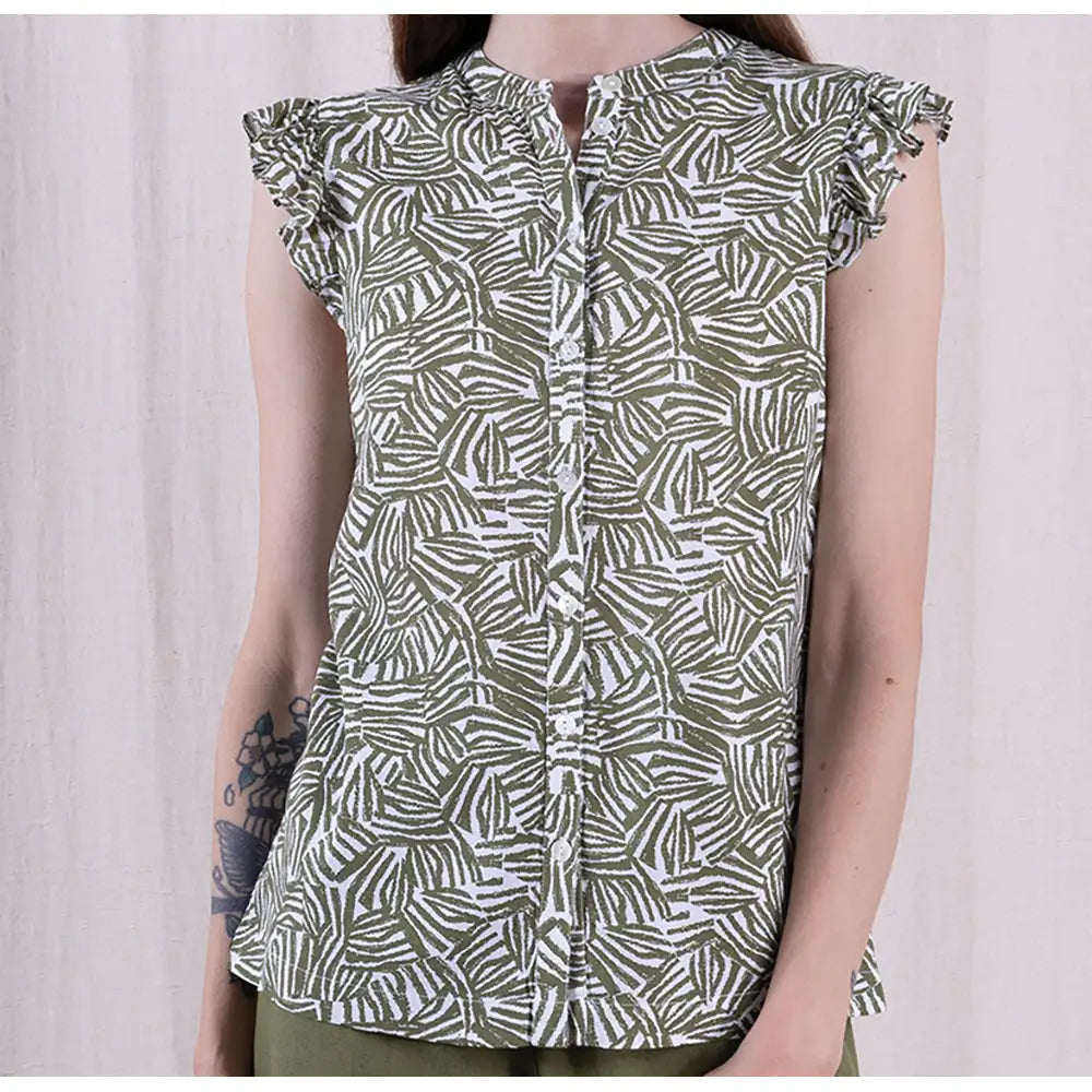 Ecovero Frill Shirt Top - Verdant