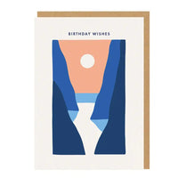 Greeting card with abstract design and 'Birthday Wishes' text on a white background