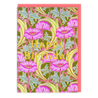 Greeting card with floral design and 'Happy Birthday' text on a green background