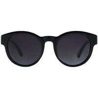 Black sunglasses with dark lenses on a white background