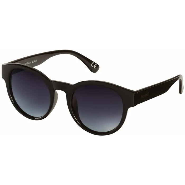 Black sunglasses with a gradient lens on a white background