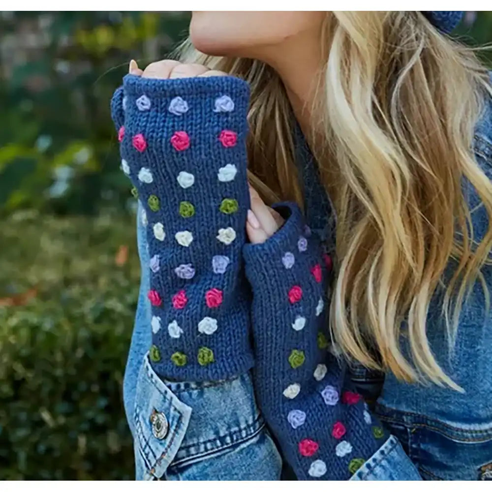 Multi Coloured Dot Wool Handwarmer - Denim