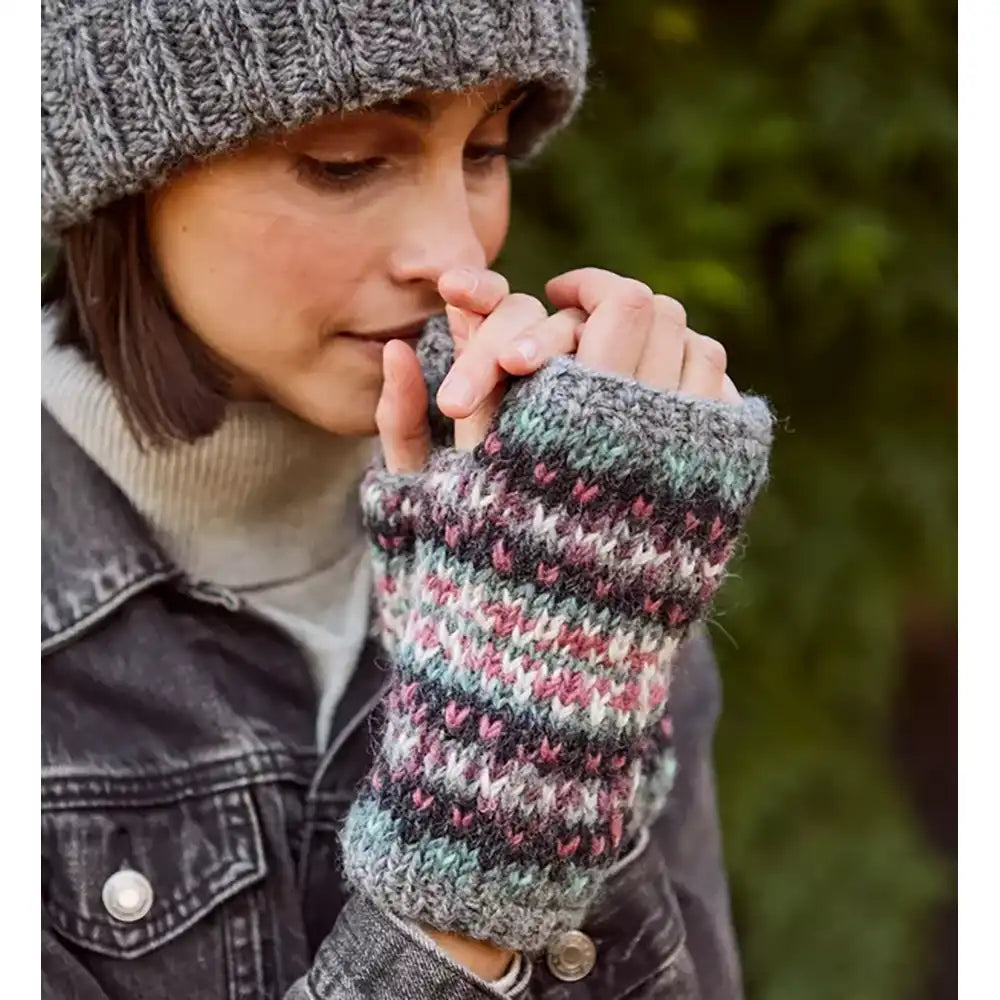 Fair Isle Inspired Handwarmer - Grey