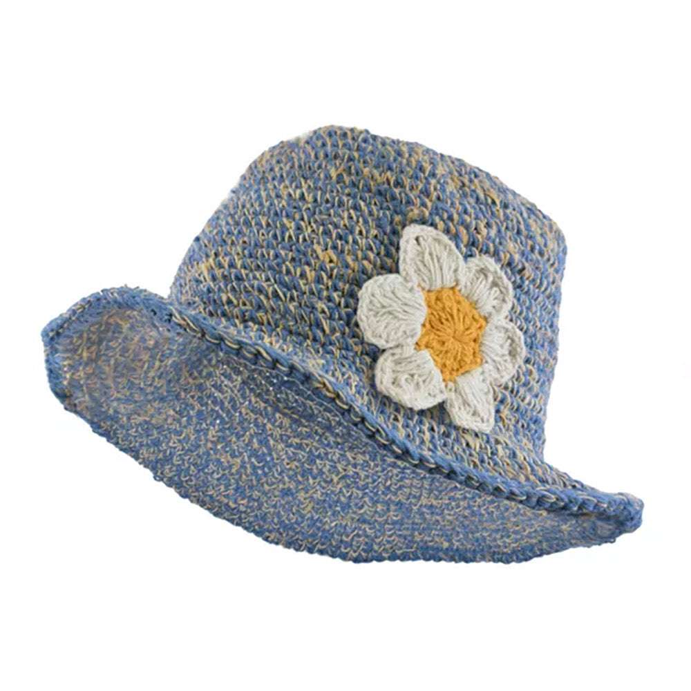 Pachamama Navy Daisy Crochet Sunhat