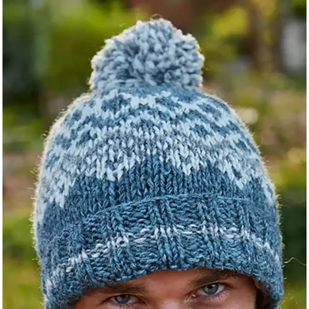 Woollen Celtic Inspired Bobble Hat - Steel