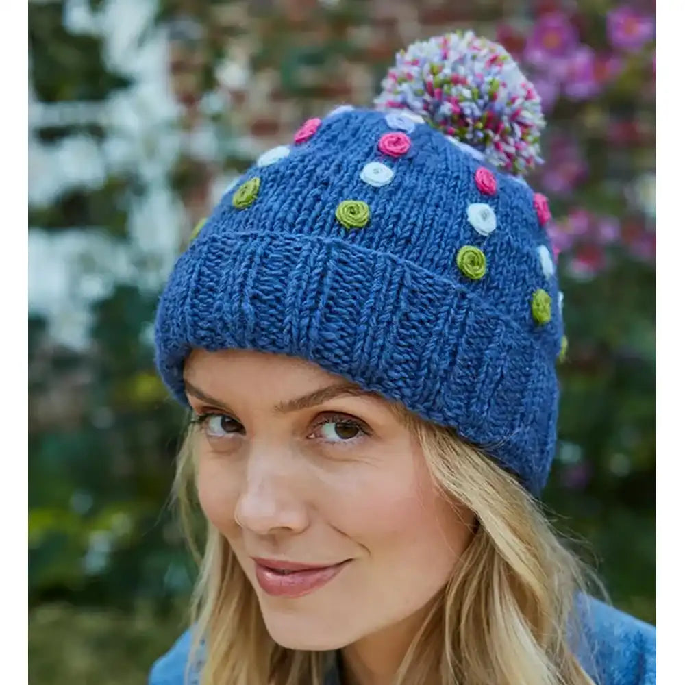 Multi Coloured Dot Wool Beanie - Denim