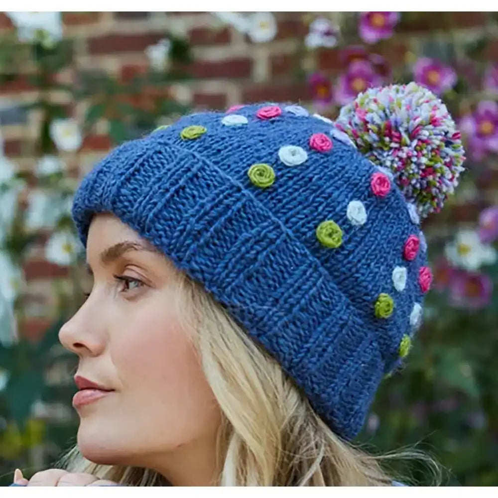 Multi Coloured Dot Wool Beanie - Denim