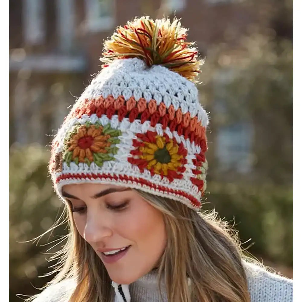 Hand Crochet Bobble Beanie - Oatmeal