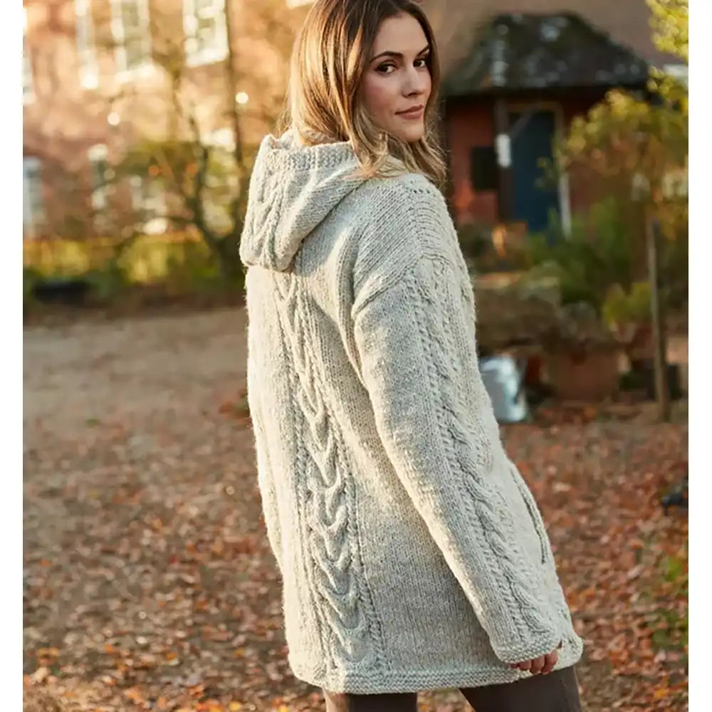 Wool Knit Hooded Coat - Oatmeal