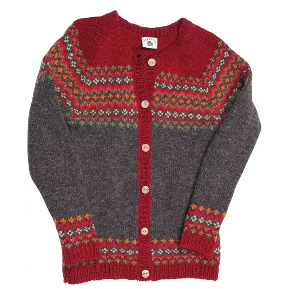 Fair Isle Wool Knitted Sweater - Burgundy