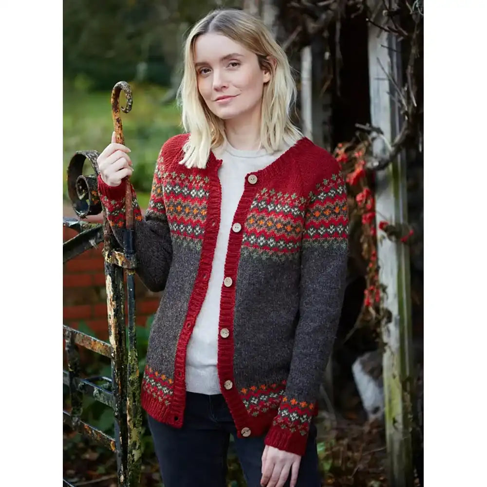 Fair Isle Wool Knitted Sweater - Burgundy