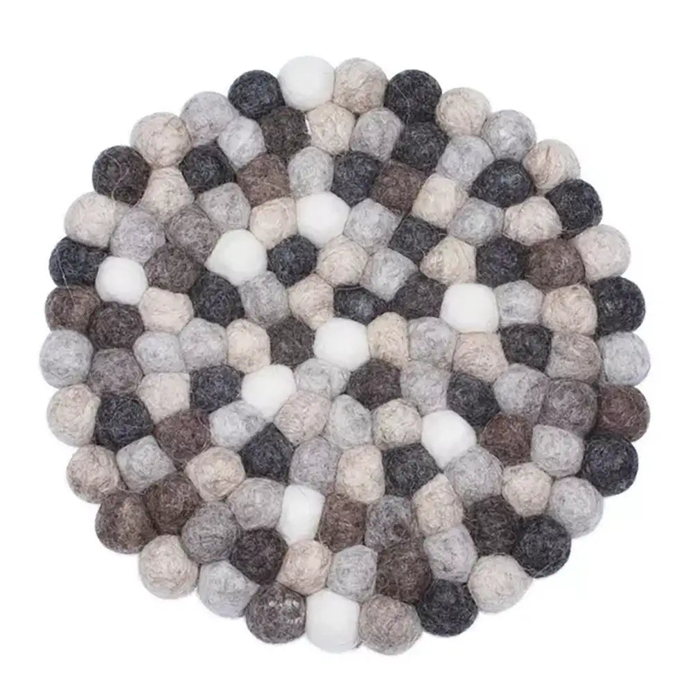 Grey tones bobbles joined into a large circle. 