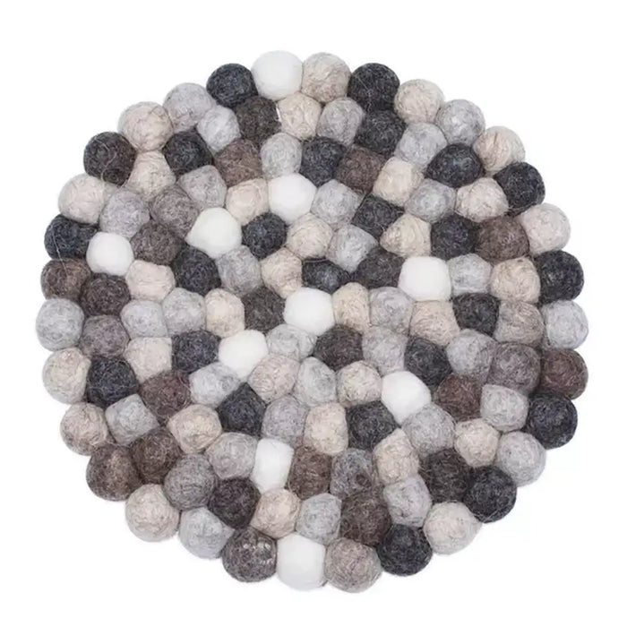 Grey tones bobbles joined into a large circle. 