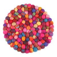 Felt bobbles joined to make a large round circle