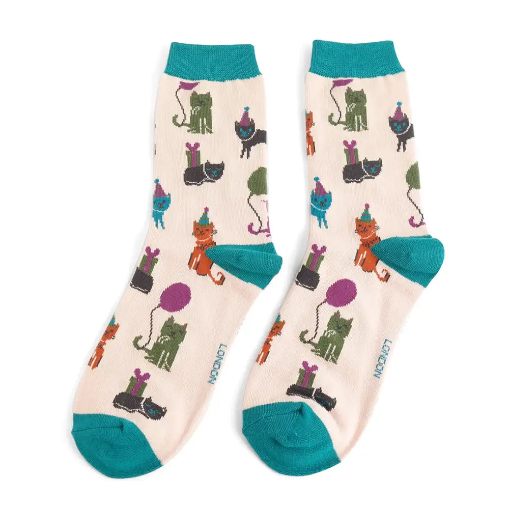 Party Cats Socks Cream