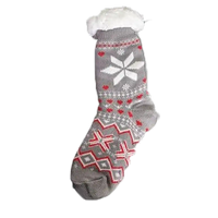 Grey socks with a snowflake pattern all over 