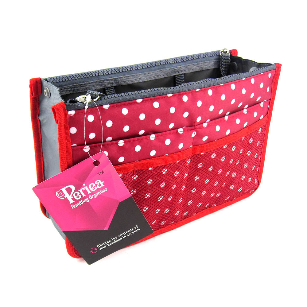Periea Small Handbag Organiser - Red Spots