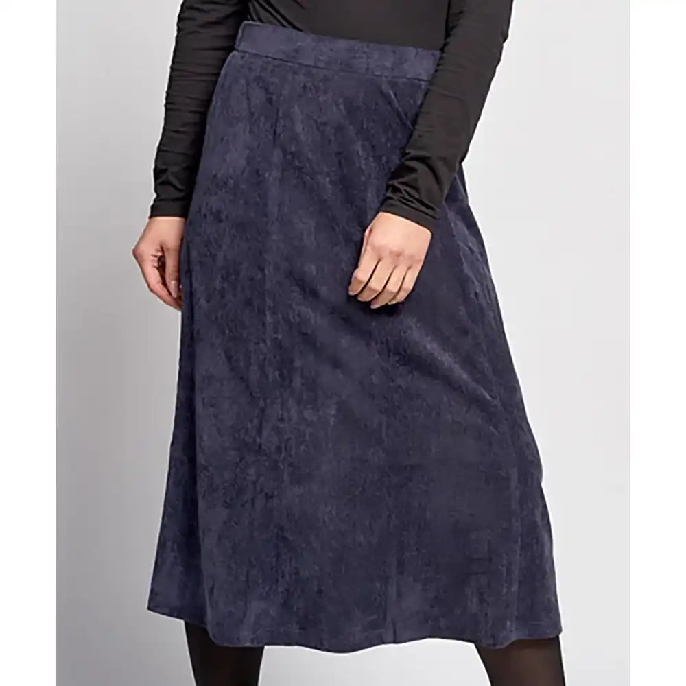 A-line Corduroy Skirt - Navy Blue