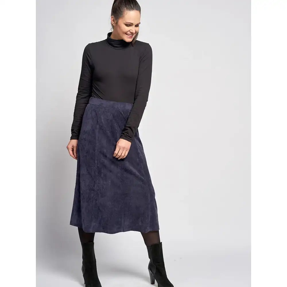 A-line Corduroy Skirt - Navy Blue