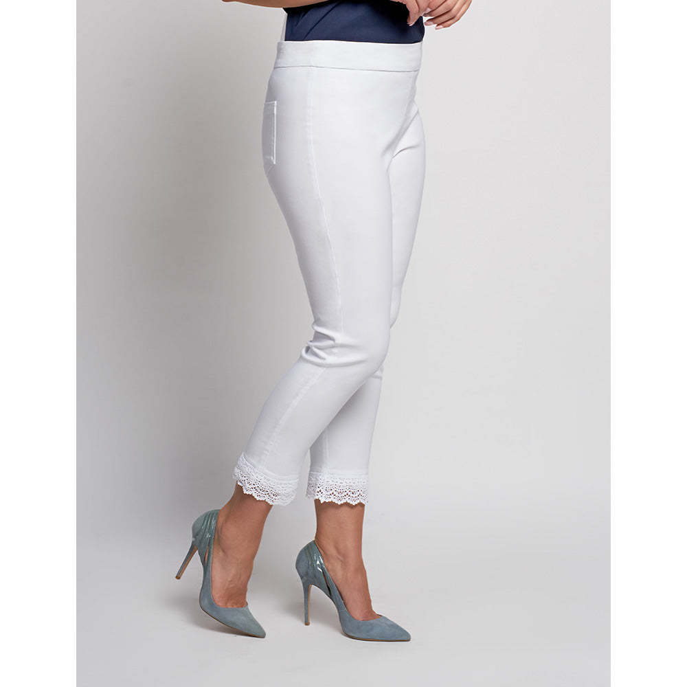 Pinns Lace Trim White Trousers