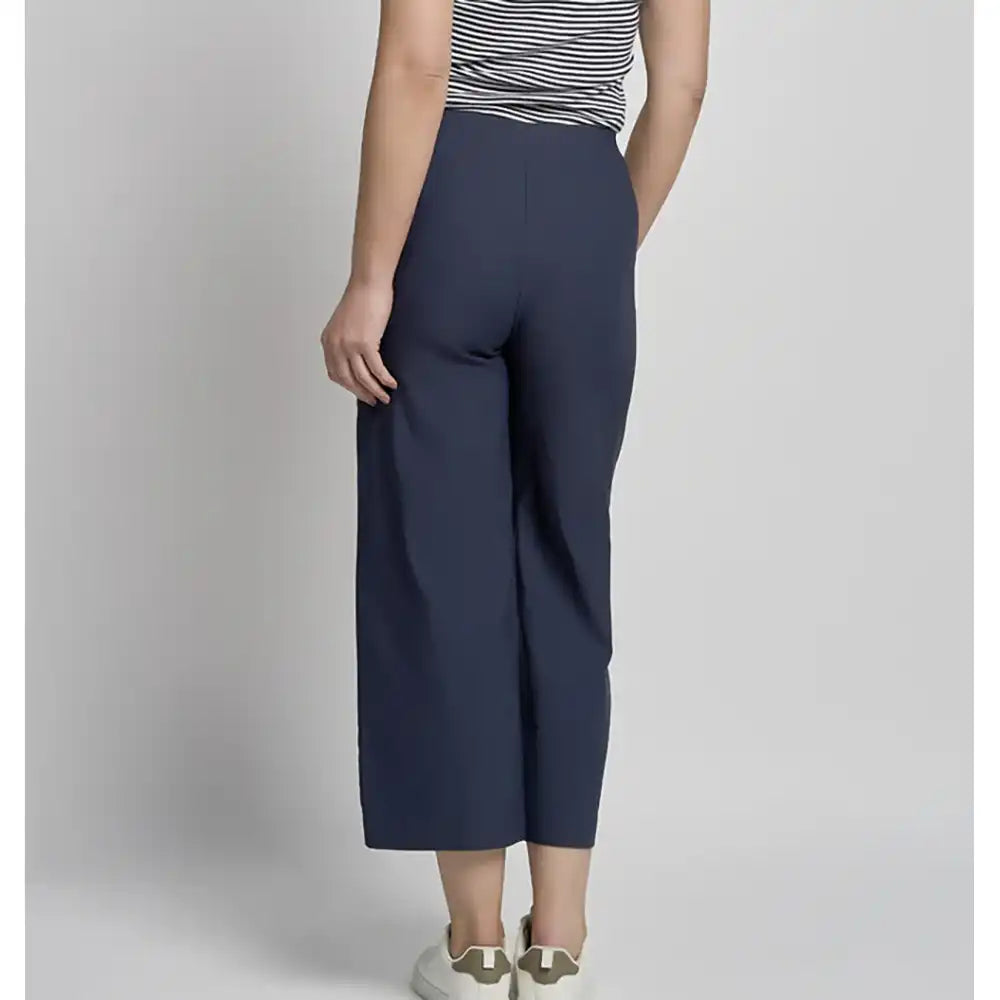 Button Detail Cropped Trousers - Navy