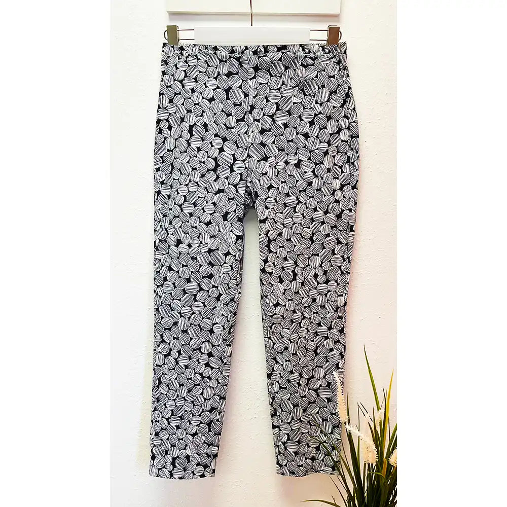 Bengaline Ankle Grazer Trousers - Navy Abstract