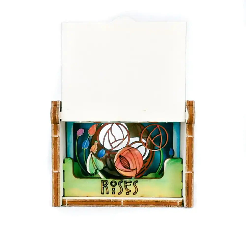 Decorative wall art with floral design and 'ROSES' text on a white background