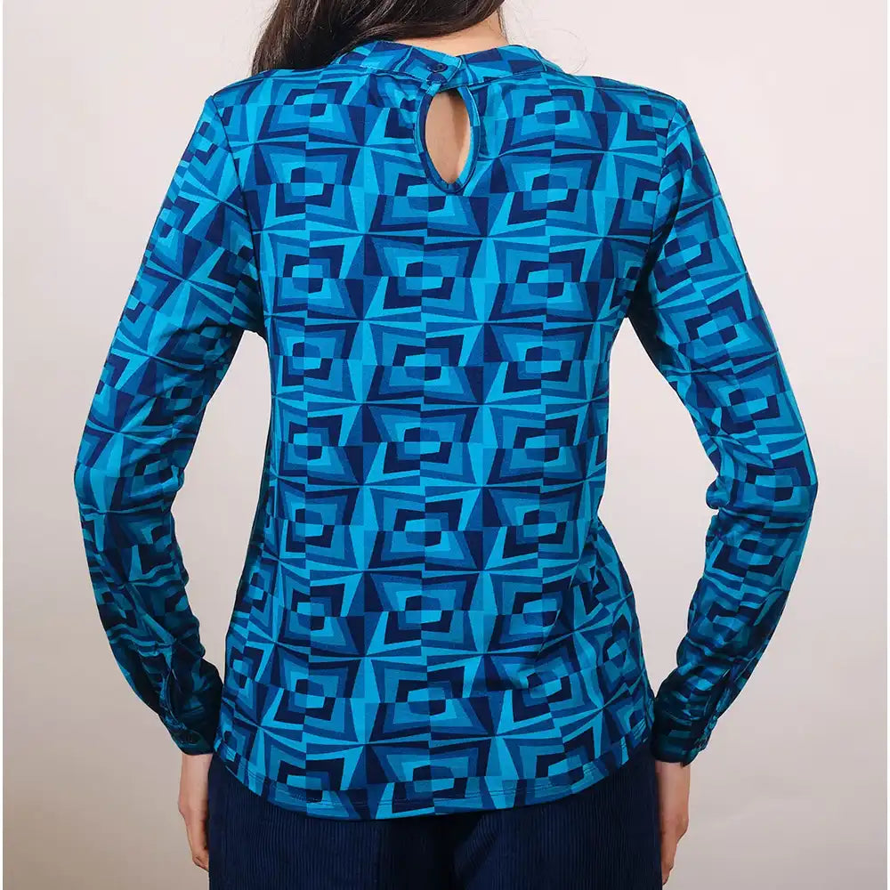 Edie Jersey Top - Retro Blue