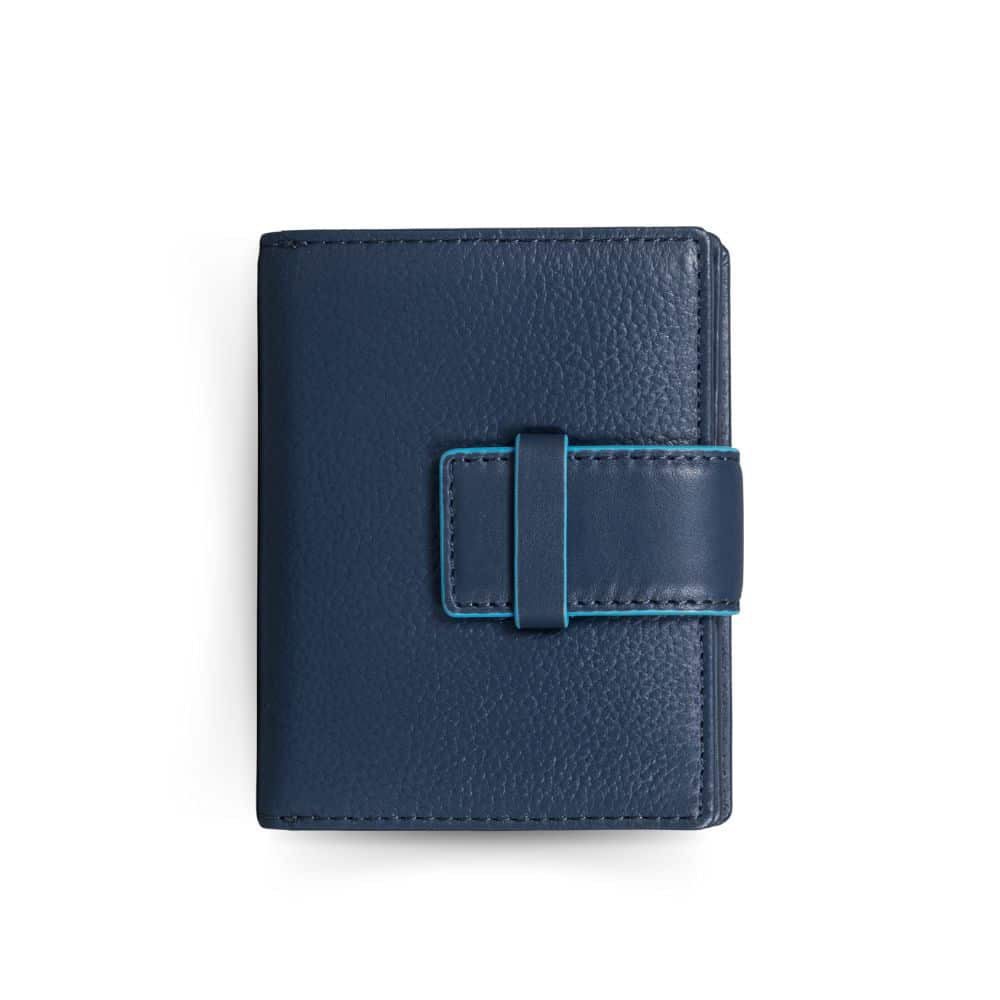 Leather RFID Small Trifold Purse Navy