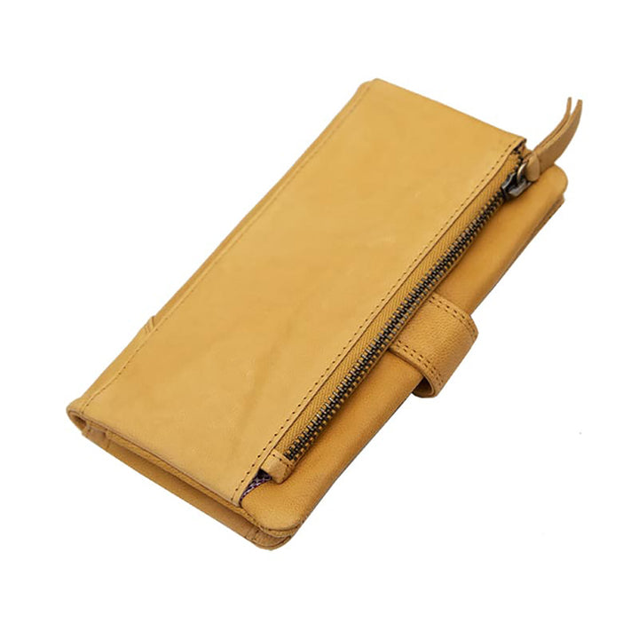 Leather RFID Soft Yellow Tab Purse