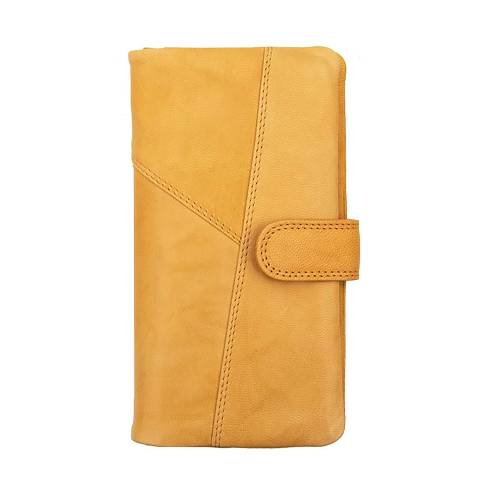 Leather RFID Soft Yellow Tab Purse